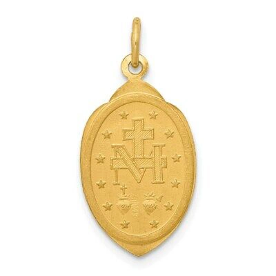 Pre-owned Superdealsforeverything Real 14kt Yellow Gold Miraculous Medal Charm