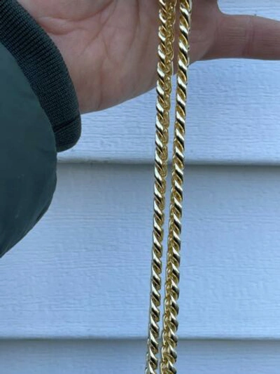 Pre-owned Silver Men's Miami Cuban Link Chain 14k Gold Plated Solid 925  Box Clasp 10mm
