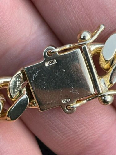 Pre-owned Silver Men's Miami Cuban Link Chain 14k Gold Plated Solid 925  Box Clasp 10mm