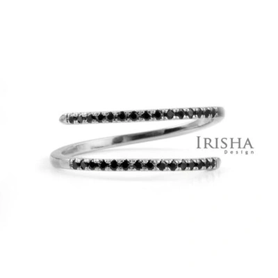 Pre-owned Irisha Designs 0.24ct. Real Black Diamond Open Wrap Ring In 14k Solid Gold Fine Jewelry In F-g