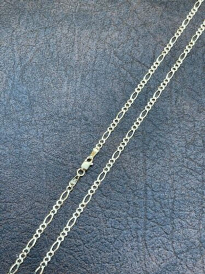 Pre-owned Harlembling Solid 14k Gold Figaro Link Chain 3mm Necklace For Pendant Mens Ladies 16-24"