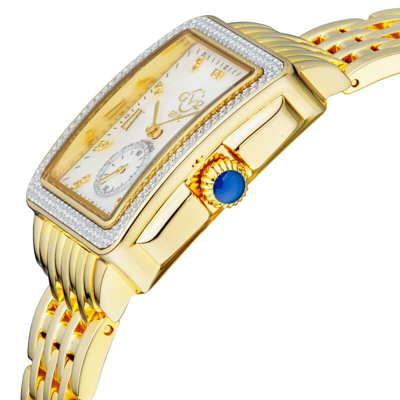Pre-owned Gv2 By Gevril Women's 9256b Bari Mop Dial Gold Ip Diamond Swiss Quartz Watch