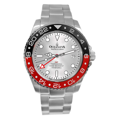 Pre-owned Oceaneva " Oceaneva Men's Deep Marine Explorer Gmt 1250m Pro Diver Watch Red And Black