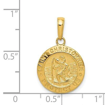 Pre-owned Superdealsforeverything Real 14kt Yellow Gold Saint Christopher Medal Charm