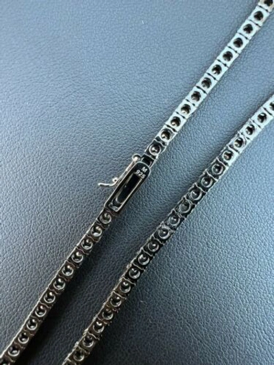 Pre-owned Harlembling Real 3mm Black Moissanite Tennis 925 Silver Chain Necklace Passes Tester 14-24"