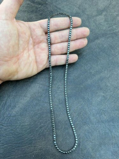 Pre-owned Harlembling Real 3mm Black Moissanite Tennis 925 Silver Chain Necklace Passes Tester 14-24"