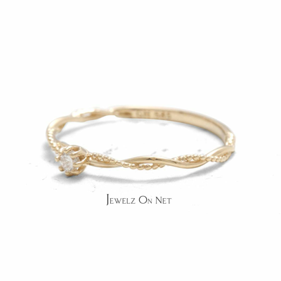 Pre-owned J.o.n 14k Gold 0.04 Ct. Genuine Diamond Unique Wrap Wedding Band Ring Fine Jewelry In White