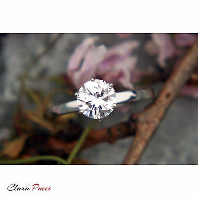 Pre-owned Pucci 3.1ct Round Simulated Diamond Wedding Engagement Anniversary Ring 14k White Gold In White/colorless