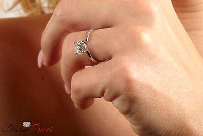 Pre-owned Pucci 3.1ct Round Simulated Diamond Wedding Engagement Anniversary Ring 14k White Gold In White/colorless