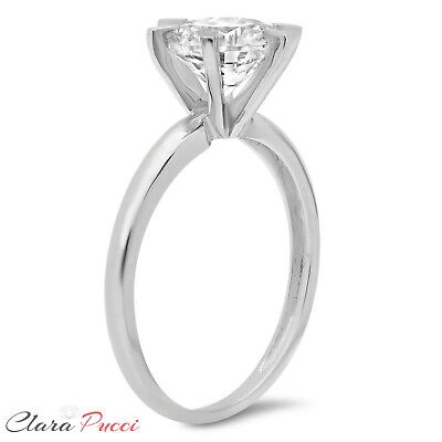 Pre-owned Pucci 3.1ct Round Simulated Diamond Wedding Engagement Anniversary Ring 14k White Gold In White/colorless