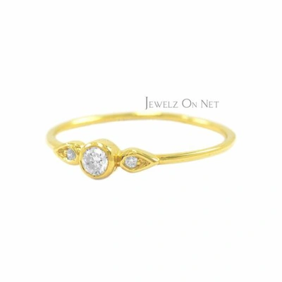 Pre-owned J.o.n 14k Gold 0.09 Ct. Genuine Diamond Engagement Band Ring Fine Jewelry Size-3 To 8 In White