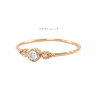 Pre-owned J.o.n 14k Gold 0.09 Ct. Genuine Diamond Engagement Band Ring Fine Jewelry Size-3 To 8 In White