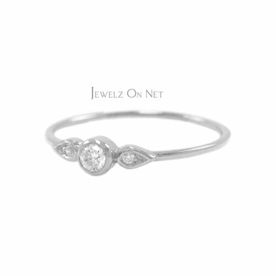 Pre-owned J.o.n 14k Gold 0.09 Ct. Genuine Diamond Engagement Band Ring Fine Jewelry Size-3 To 8 In White
