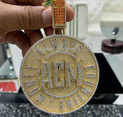 Pre-owned Handmade 8.83ct Big Circle Pendant Moissanite Vvs1 Men's Real 925 Silver Passes Tester In White/colorless