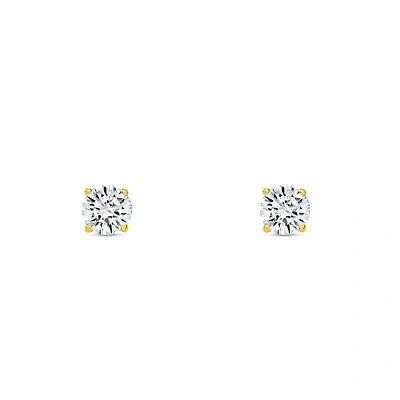 Pre-owned Shine Brite With A Diamond 1/2 Ct Round Lab Created Grown Diamond Earrings 18k Yellow Gold F/vs Basket Push