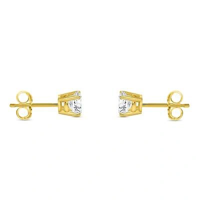 Pre-owned Shine Brite With A Diamond 1/2 Ct Round Lab Created Grown Diamond Earrings 18k Yellow Gold F/vs Basket Push