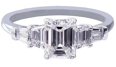 Pre-owned Knr 14k White Gold Emerald Cut Diamond Engagement Ring Bridal Wedding 1.60ctw Prong In H
