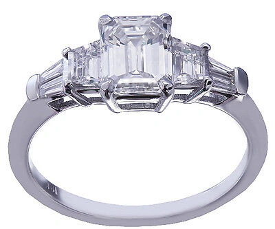 Pre-owned Knr 14k White Gold Emerald Cut Diamond Engagement Ring Bridal Wedding 1.60ctw Prong In H