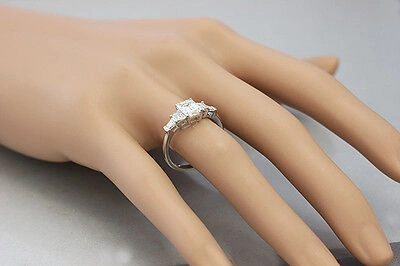 Pre-owned Knr 14k White Gold Emerald Cut Diamond Engagement Ring Bridal Wedding 1.60ctw Prong In H