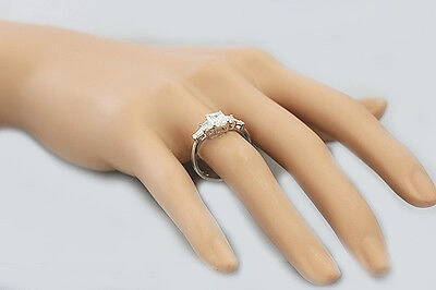 Pre-owned Knr 14k White Gold Emerald Cut Diamond Engagement Ring Bridal Wedding 1.60ctw Prong In H