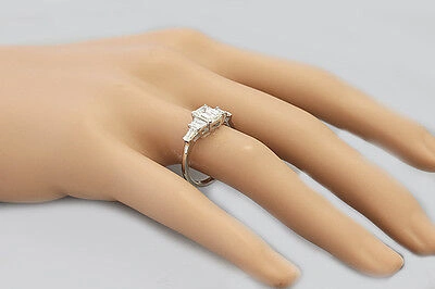 Pre-owned Knr 14k White Gold Emerald Cut Diamond Engagement Ring Bridal Wedding 1.60ctw Prong In H