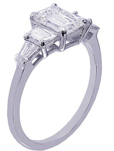 Pre-owned Knr 14k White Gold Emerald Cut Diamond Engagement Ring Bridal Wedding 1.60ctw Prong In H