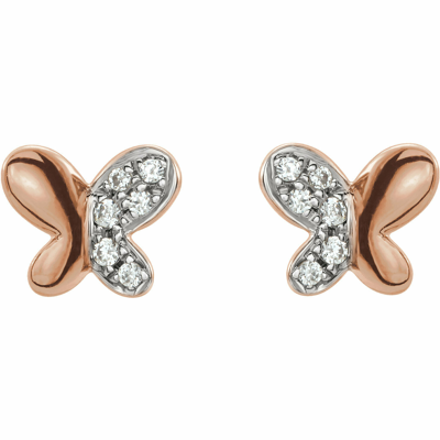 Pre-owned Ja Diamonds Diamond Butterfly Earrings In 14k Rose Gold (.04 Ct. Tw.) In H