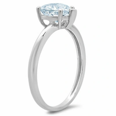 Pre-owned Pucci 1ct Heart Cut Vvs1 Simulated Blue Diamond Designer Promise Ring 14k White Gold