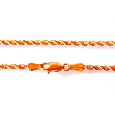 Pre-owned Aloha 14k Solid Rose Gold Rope Chain 2.8 Grams W: 1.0 Mm L: 16 Inches (40 Cm)-80