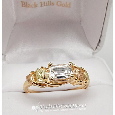 Pre-owned Black Hills Gold 10k  Ladies Ring W Cubic Zirconia Size 5 - 10
