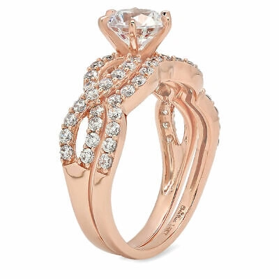 Pre-owned Pucci 1.6ct Round Cut Wedding Promise Engagement Bridal Ring Band Set 14k Rose Gold In White/colorless