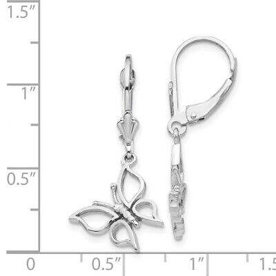 Pre-owned Skyjewelers Real 14kt White Gold Polished Butterfly Leverback Earrings