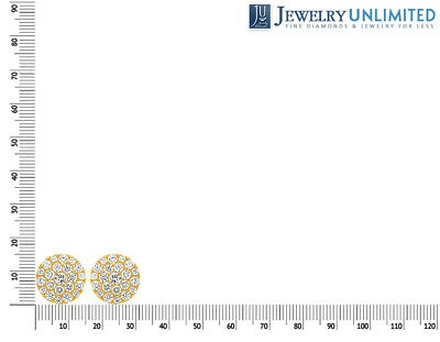 Pre-owned Jewelry Unlimited Unisex Real Diamond Round Pave Cluster Stud 10k Yellow Gold Earring 15mm 3 1/2ct