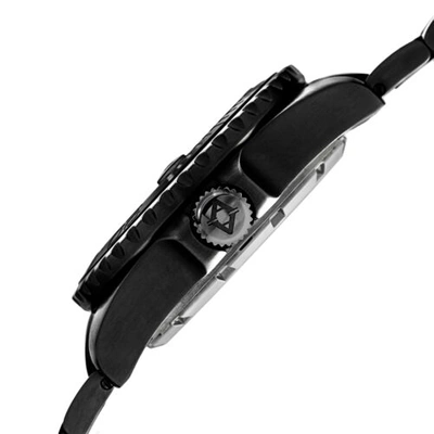 Pre-owned Akribos Xxiv Men's  Ak735bk Limited Edition Divers Date Black Bracelet Watch
