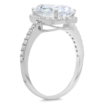 Pre-owned Pucci 2.86ct Oval Cut Solitaire Engagement Ring Halo Solid 14k White Gold Bridal Band In D