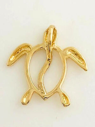 Pre-owned Sea 14k Solid Yellow Gold Diamond Honu  Turtle Pendant. C-1267-57 In Burly Wood