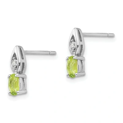Pre-owned Goldia 14k White Gold Peridot Diamond Earring