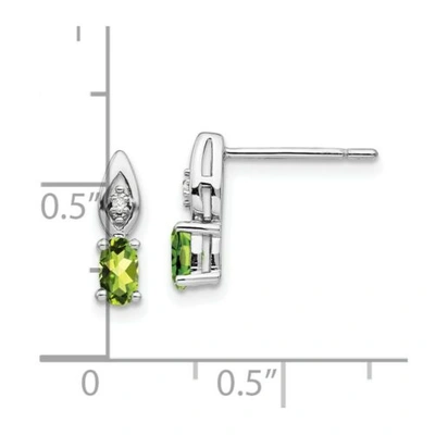 Pre-owned Goldia 14k White Gold Peridot Diamond Earring