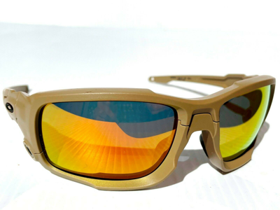 Pre-owned Oakley Shock Tube Ballistic Desert Terrain Tan Polarized Ruby Sunglass 9329 In Red