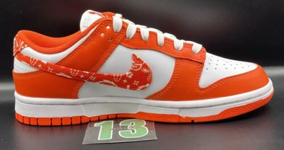 Pre-owned Nike Women's  Dunk Low ‘orange Paisley' (dh4401-103) |size 7| Brand In Hand In White/rush Orange-white