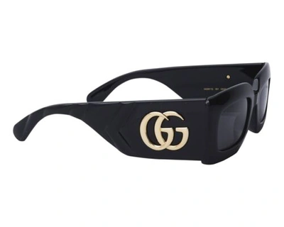Pre-owned Gucci Marmont Sunglasses Gg0811s 811 001 Black Gold Grey Lens Women Authentic In Gray
