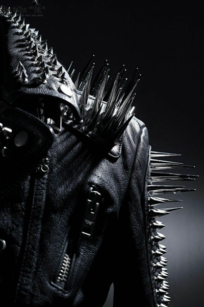 Pre-owned Handmade Men's Spiked Studded Leather Jacket Punk Heavy Metal Button Up Jacket Black