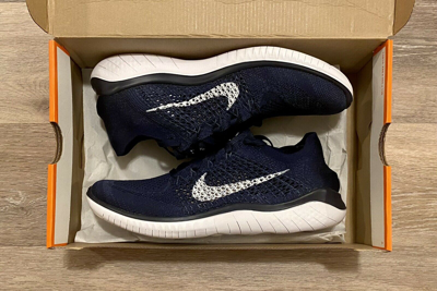 Pre-owned Nike Free Rn Flyknit 2018 College Navy White 942838-400 Men's 8,  Women's 9.5 | ModeSens