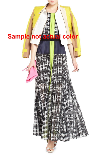 Pre-owned Bcbgmaxazria Black Combo Constantine Pleated Maxi Gown Mnl6u840/l8w Size Xs