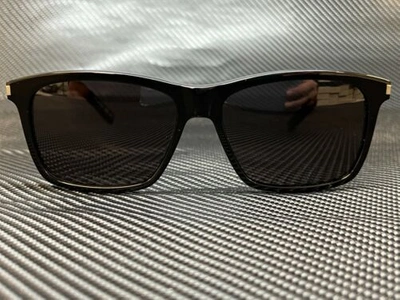 Pre-owned Saint Laurent Sl 339 001 Black Rectangle Men's 57 Mm Sunglasses