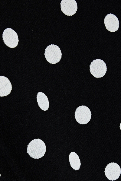 OSCAR DE LA RENTA Pre-owned $2390  Fluted Polka Dot Wool Mini Black Dress 6