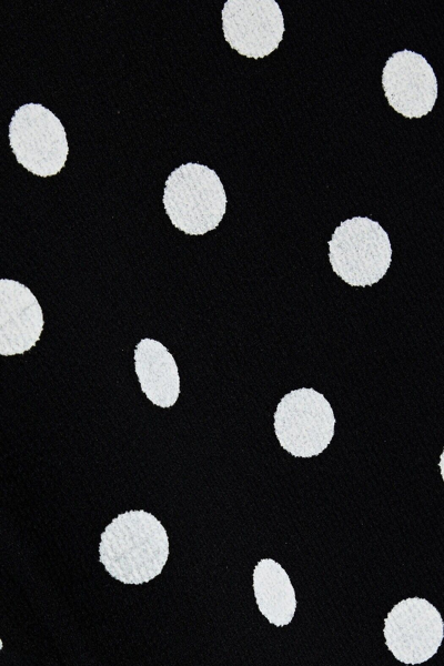 Pre-owned Oscar De La Renta $2390  Fluted Polka Dot Wool Mini Black Dress 6