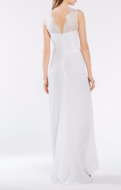 Pre-owned Bcbgmaxazria Bcbg Maxazria Brandy Sleeveless Lace-bodice Gown Iqi60i94/l317a Size 2 In White