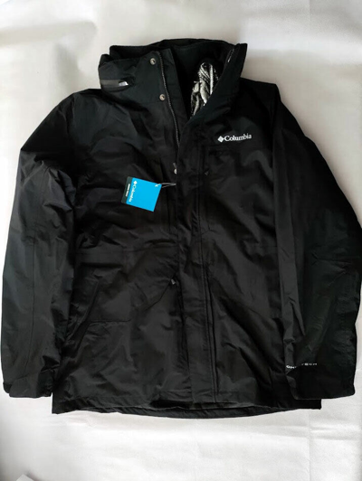 Pre-owned Columbia Limited Men's  Mecan Pass 3 In 1 Interchange Jacket Hood Omni-tech Black