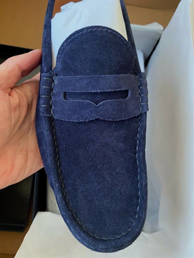 Pre-owned Ralph Lauren Purple Label Chalmers Navy Suede Leather Penny Loafers Shoes